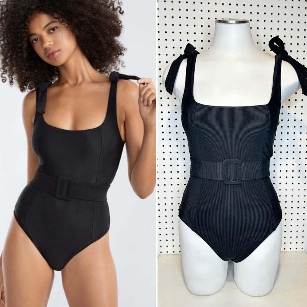 BEACH RIOT | Sydney Solid Belted One-Piece‎ in Black Sz. S